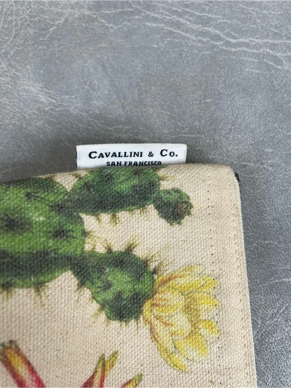 Cavallini & Co. Cacti & Succulents Natural Cotton Canvas Zip Top Cosmetic Bag
